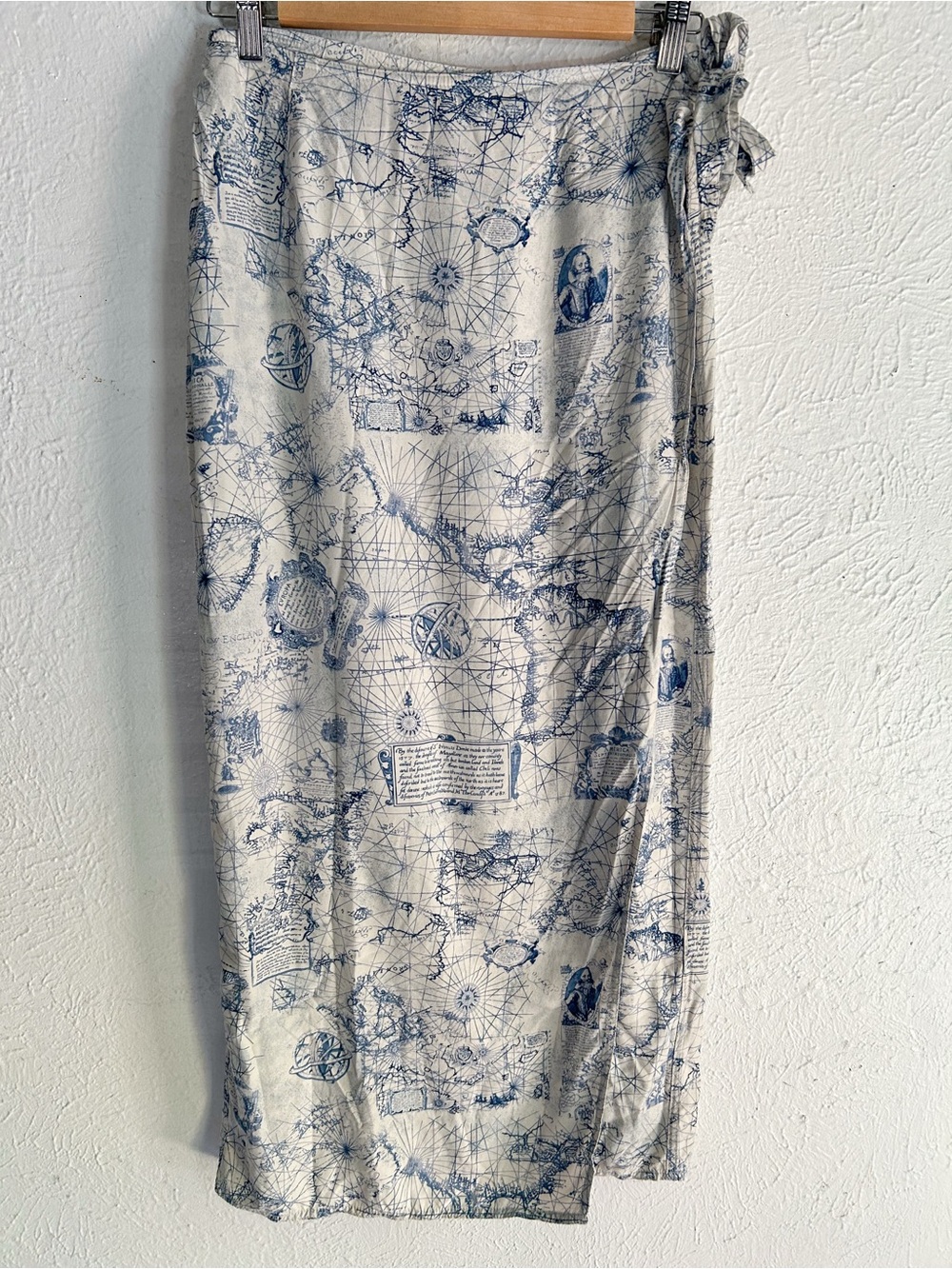 Vintage Liz Claiborne Map Print Wrap Midi Skirt Whimsigoth Academia sz 6